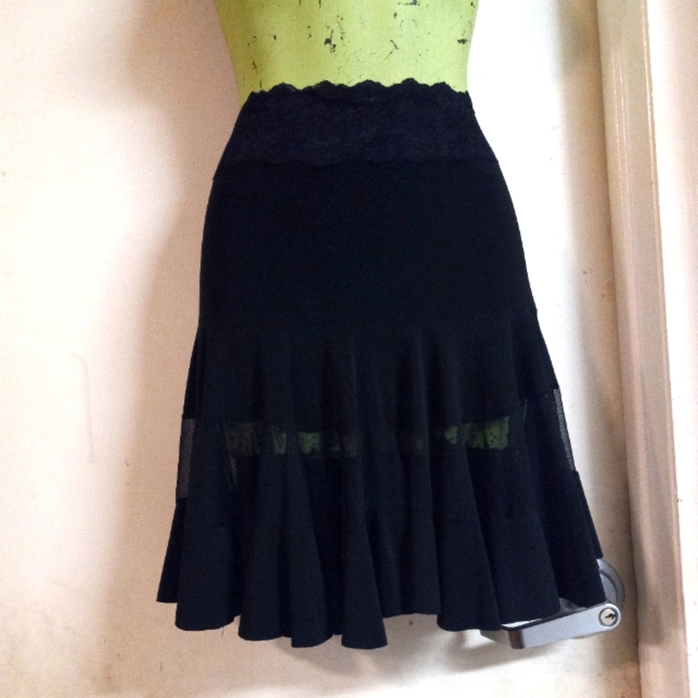 NWOT / BUDAPEST black sheer panel mini skirt